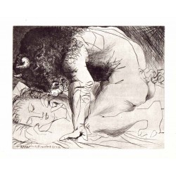 Minotauro acariciando a una mujer dormida