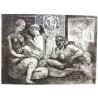 PABLO PICASSO - Cuatro mujeres desnudas y cabeza esculpida