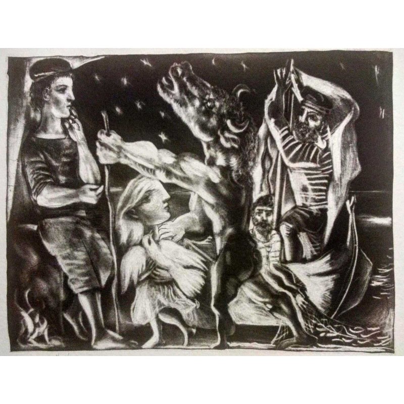 PABLO PICASSO - Minotauro ciego guiado por una niña en la noche
