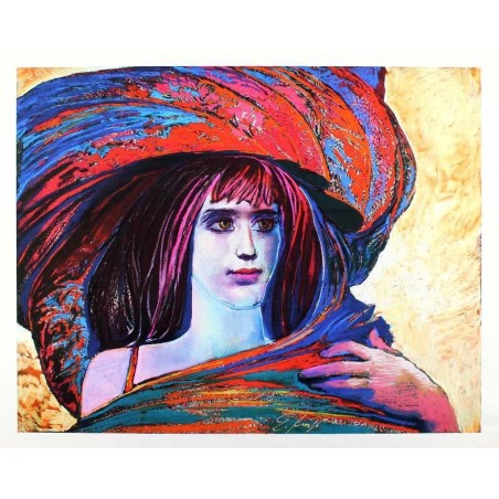 ERNST FUCHS - Mujer con sombrero grande