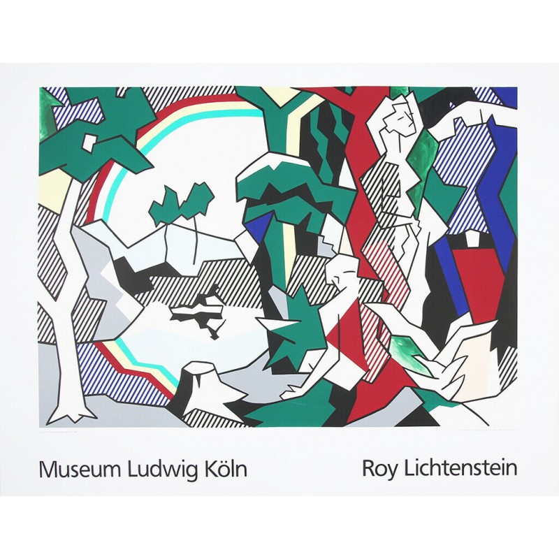 ROY LICHTENSTEIN -  Paisaje con figuras y arco iris