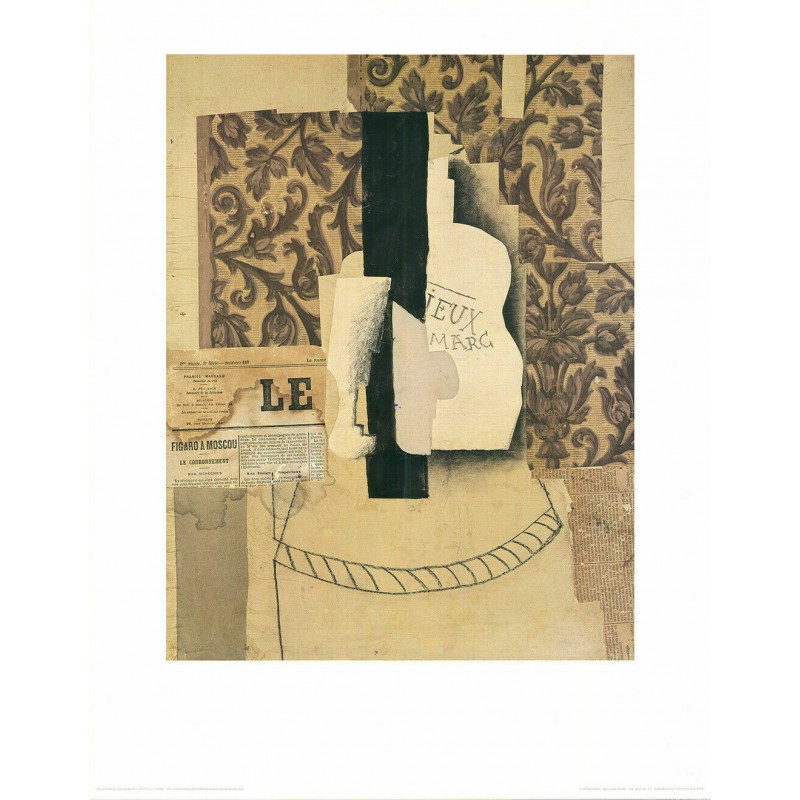PABLO PICASSO - Naturaleza muerta, botella y vaso