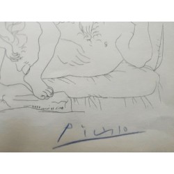 PABLO PICASSO - Scultore a riposo e baccanale con toro
