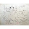 PABLO PICASSO - Minotaure avec une coupe à la main et une jeune femme