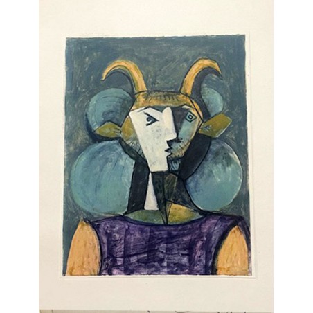 PABLO PICASSO - Tête de faune. Verve Magazine n° 19-20