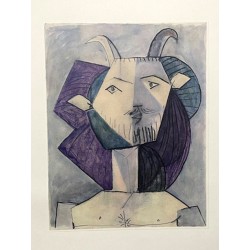 PABLO PICASSO - Tête de faune III. Verve Magazine n° 19-20