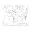 Modelo contemplando un grupo escultórico